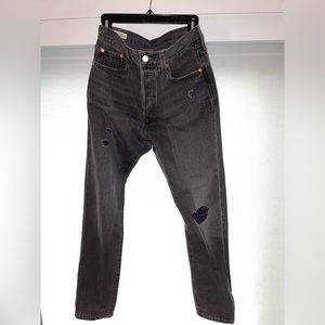 Levi’s Women 501 Skinny Jeans Ripped Black Wash